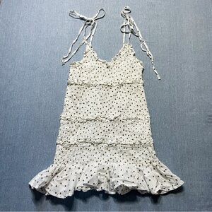 ASOS Ditsy Polka Dot Halter Ruffle Smocked Ribbed Ultra Mini Dress Size 4